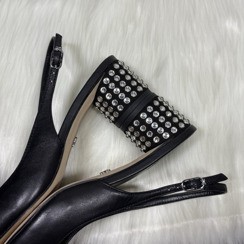 Sam Edelman Women's Size 7 Black Rhinestone Terra Slingback Pump Heels - Picture 7 of 13